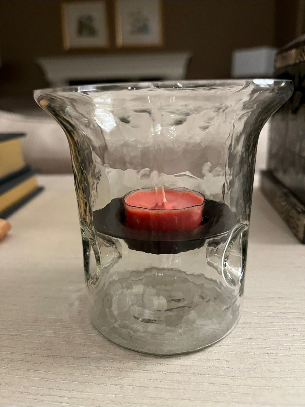Pier 1 Clear Glass and Metal Tealight Holder